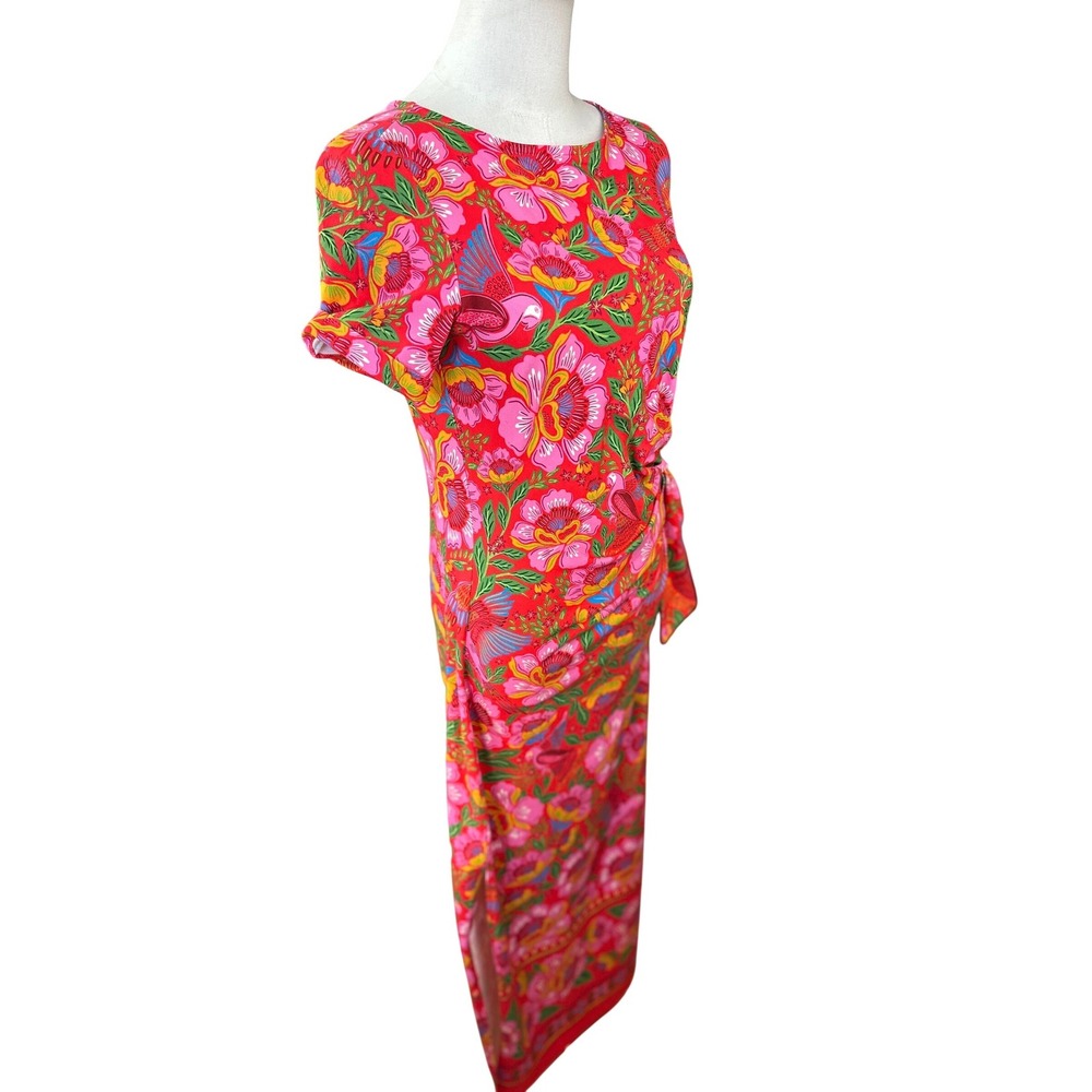 Sezane X Farm Rio SZ XS NWT The PIppa Floral Bela Bird Print Side Tie Midi Dress - Picture 5 of 16